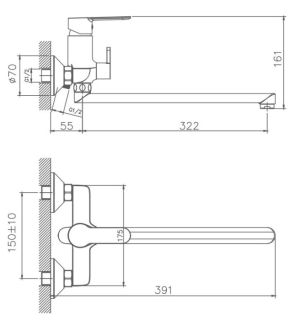 Смеситель для ванны Haiba HB22557-8 белый
